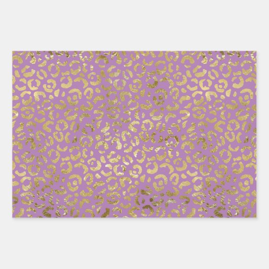 Paarse Gold Glam Leopard Print Inpakpapier Vel (Voorkant 2)