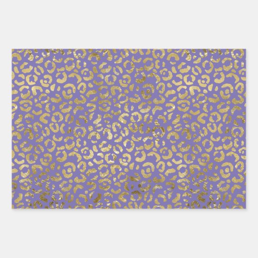 Paarse Gold Glam Leopard Print Inpakpapier Vel (Voorkant)