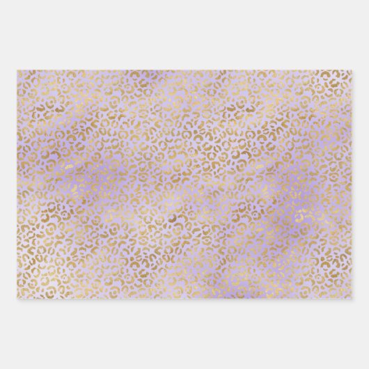 Paarse Gold Glam Leopard Print Inpakpapier Vel (Voorkant)