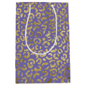 Paarse Gold Glam Leopard Print Medium Cadeauzakje (Voorkant)