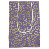 Paarse Gold Glam Leopard Print Medium Cadeauzakje (Achterkant)