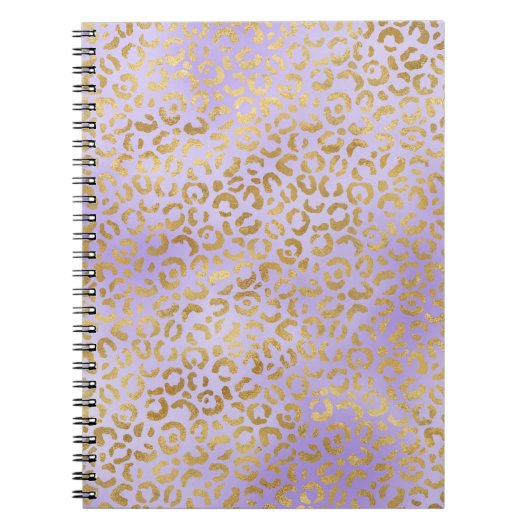Paarse Gold Glam Leopard Print Notitieboek (Voorkant)