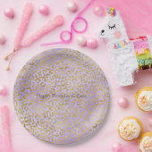 Paarse Gold Glam Leopard Print Papieren Bordje (Feest)