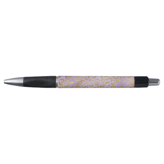 Paarse Gold Glam Leopard Print Pen (Voorkant)
