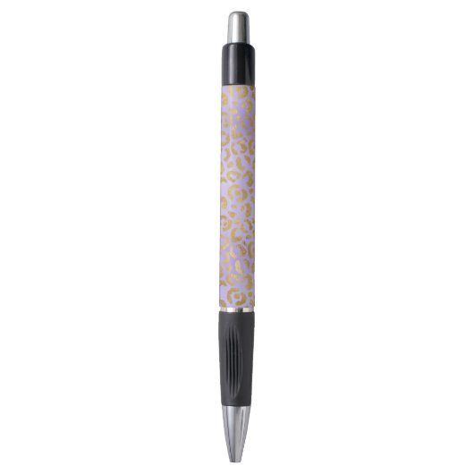 Paarse Gold Glam Leopard Print Pen (Voorkant Verticaal)