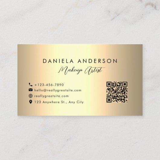 Paarse Gold & Glitter Luxury Glam QR-code Visitekaartje (Achterkant)