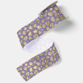 Paarse Gold Glitz Sparkle Leopard Print Satijnen Lint (Achterkant)