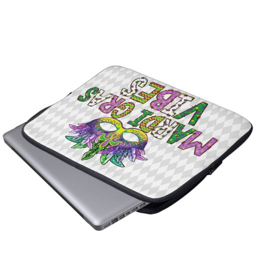 PAARSE GOLD GREEN MARDI GRAS VIBES LAPTOP SLEEVE (Voorkant onderkant)