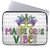 PAARSE GOLD GREEN MARDI GRAS VIBES LAPTOP SLEEVE (Voorkant)