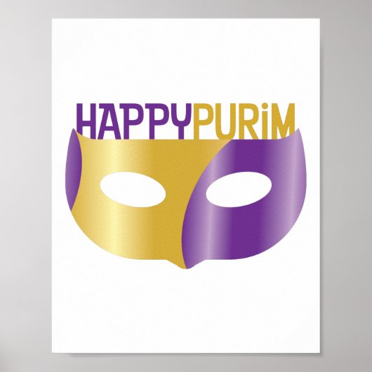 Paarse Gold Happy Purim en masker Poster (Voorkant)