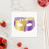 Paarse Gold Happy Purim en masker Servet (Insitu)