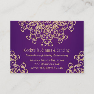 Paarse Gold Indian Style Reception Enclosure Card Informatiekaartje