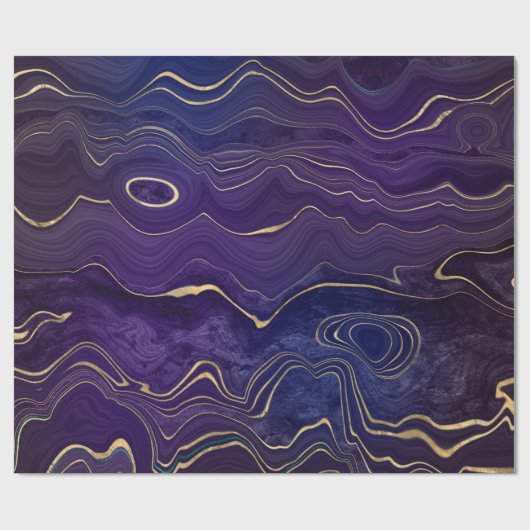 PAARSE GOLD MARBLE BIRTHDAY WEDDING WRAP CADEAUPAPIER (Vlak)