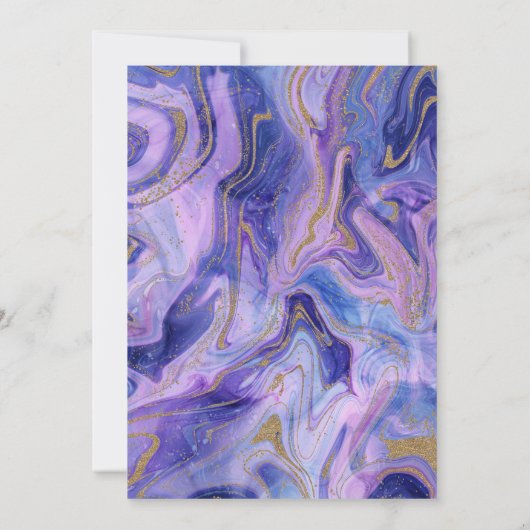 Paarse Gold Marble Glam Foto GraduPartij Kaart (Achterkant)