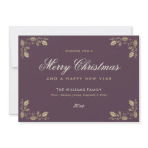 Paarse Gold Merry Happy Nieuwjaarskaarten