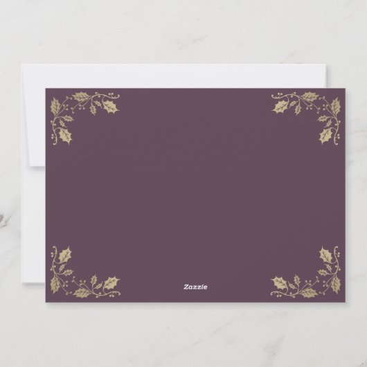 Paarse Gold Merry Happy Nieuwjaarskaarten Feestdagenkaart (Achterkant)