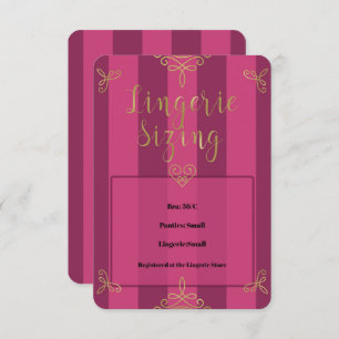 Paarse Gold Modern Lingerie Shower Sizing Invoegen Kaart