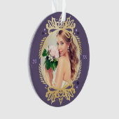 Paarse Gold Mr & Mrs First Kerstfoto Ornament (voorkant)