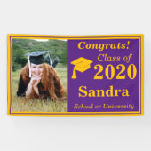 Paarse Gold One-fotoklasse van 2023 Afstuderen Spandoek (Horizontaal)