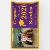 Paarse Gold One-fotoklasse van 2023 Afstuderen Spandoek (Verticaal)