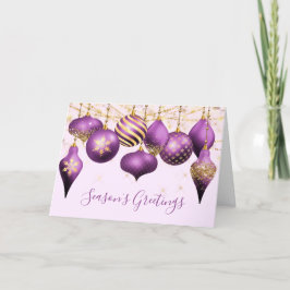 Paarse Gold Ornaments Business Holiday Card Feestdagen Kaart