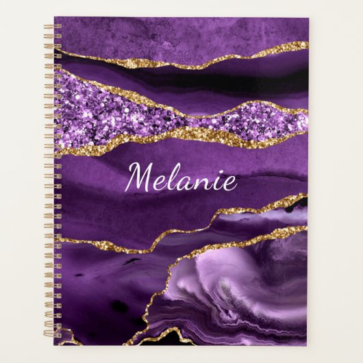 Paarse Gold Planner met aangepaste naam (Voorkant)