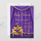 Paarse Gold Princess Baby Shower-uitvindingen Kaart (Achterkant)