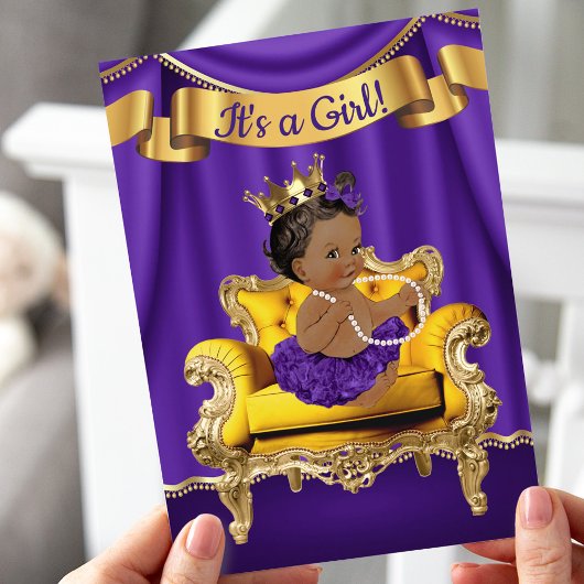 Paarse Gold Princess Baby Shower-uitvindingen Kaart