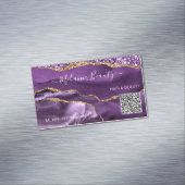 Paarse Gold QR Code Magnet Business Card Template Magnetisch Visitekaartje (Voorbeeld)