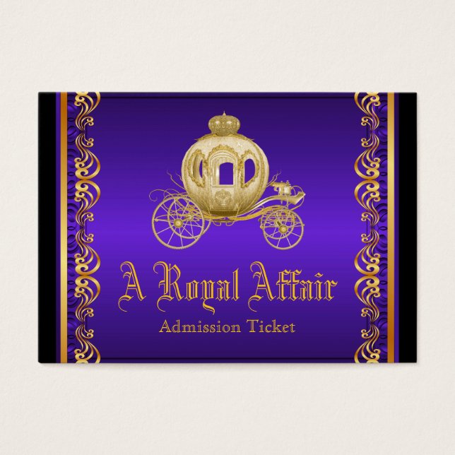 Paarse Gold Royal Affair Prom toegangskaarten Visitekaartjes (Voorkant)