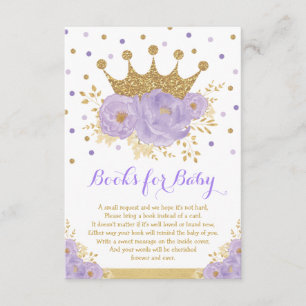 Paarse Gold Royal Crown Princess Books voor Baby Informatiekaartje