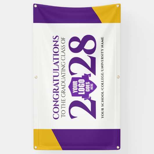Paarse Gold School College Graduating Class Spandoek (Verticaal)