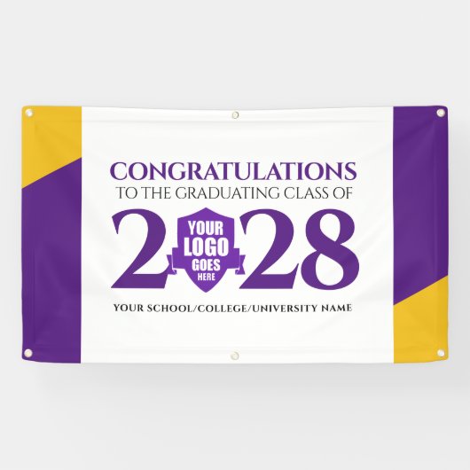 Paarse Gold School College Graduating Class Spandoek (Horizontaal)