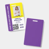 Paarse Gold School College Student Badge (Voor- en achterkant)