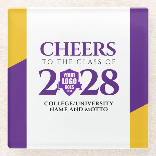 Paarse Gold School College University Afstuderen Glazen Onderzetter (Voorkant)