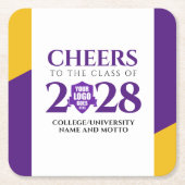 Paarse Gold School College University Afstuderen Kartonnen Onderzetters (Voorkant)