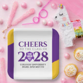 Paarse Gold School College University Afstuderen Papieren Bordje (Feest)