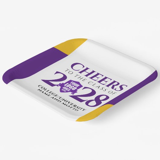 Paarse Gold School College University Afstuderen Papieren Bordje (Gebogen)