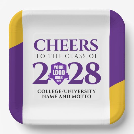 Paarse Gold School College University Afstuderen Papieren Bordje (Voorkant)