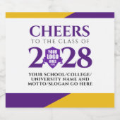 Paarse Gold School College University Afstuderen Sparkling Wijnetiket (Enkel label)