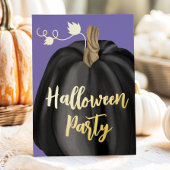 Paarse Gold Script Pumpkin Halloween Party Folie Uitnodiging