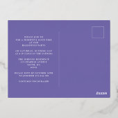 Paarse Gold Script Pumpkin Halloween Party Folie Uitnodiging Briefkaart (Achterkant)