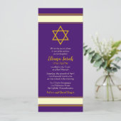 Paarse Gold Star van David Bat Mitzvah Uitnodiging (Staand voorkant)