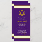 Paarse Gold Star van David Bat Mitzvah Uitnodiging (Voorkant / Achterkant)
