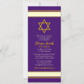 Paarse Gold Star van David Bat Mitzvah Uitnodiging (Voorkant)