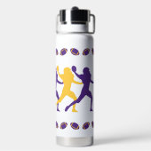 Paarse Gold Viking Football speler Silhouetten Waterfles (Achterkant)