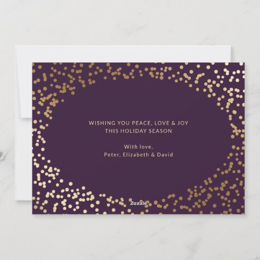 Paarse Gold Waterverf Holly-kerstkaarten Feestdagenkaart (Achterkant)