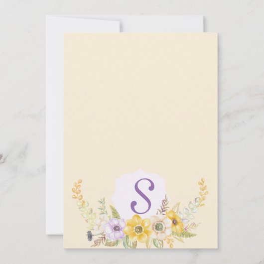 Paarse Golden Floral Waterverf Engagement Party Kaart (Achterkant)