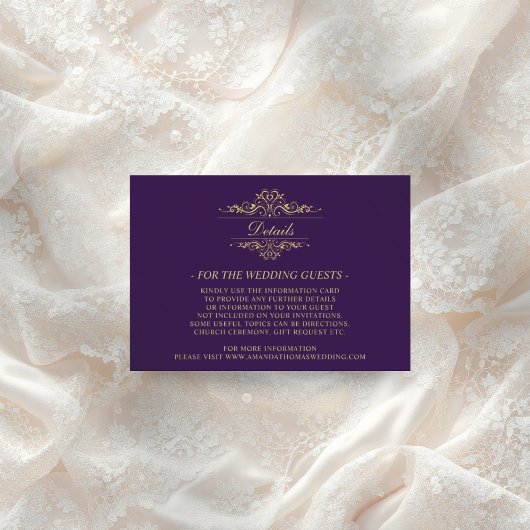 Paarse Golden Luxury Wedding Enclosure Kaart