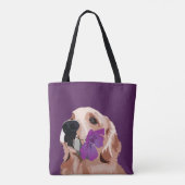 Paarse Golden Retriever met een ventilator Tote Bag (Achterkant)